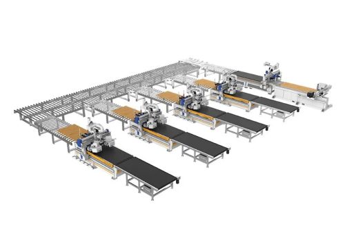 Blue Elephant Automatizada de Alto Nível Linha Máquina para Fabricação de Portas de Madeira de Produção (1)
